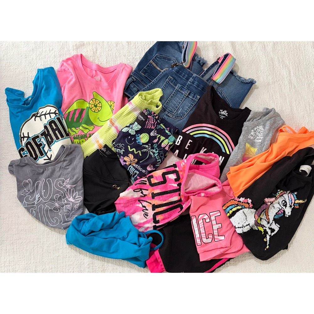 Justice Girls Clothing Lot Size 5 6 7 Tops Shorts Overalls 12pc Bundle